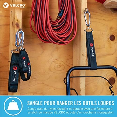 מותג Velcro® | Easy Hang ™ Medium Medium | רצועת אחסון כבדה לשיפור בית, ארגון סככה וגן | שחור | להחזיק עד 90 קג | 25